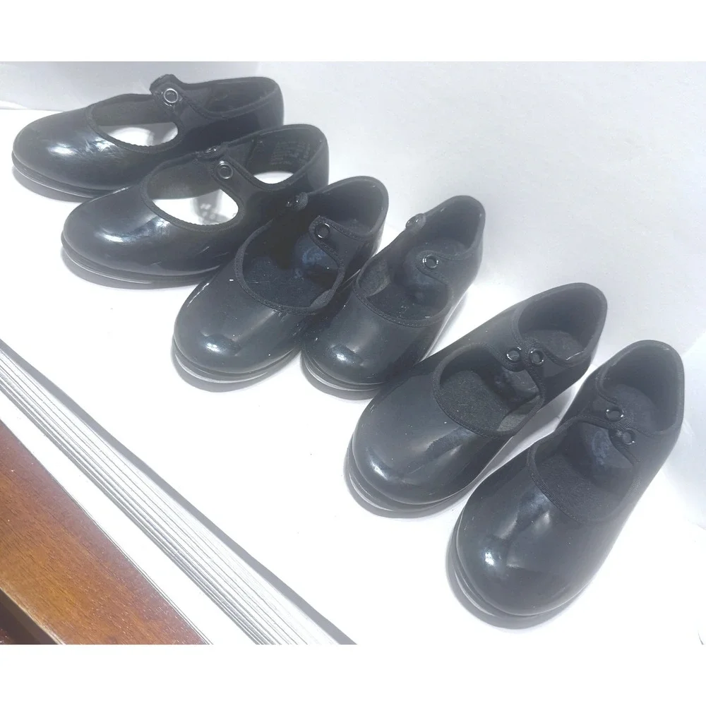Capezio Girls Black Patent Tap Shoes Bundle Lot 3 Pairs Sizes 9 & 12 Mary Jane